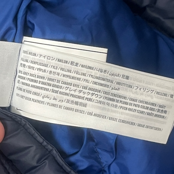 Abercrombie Fitch Women’s Duck Down Puff Jacket Sz M Hoodies 2 Way Zip Navy Blue - Picture 9 of 12